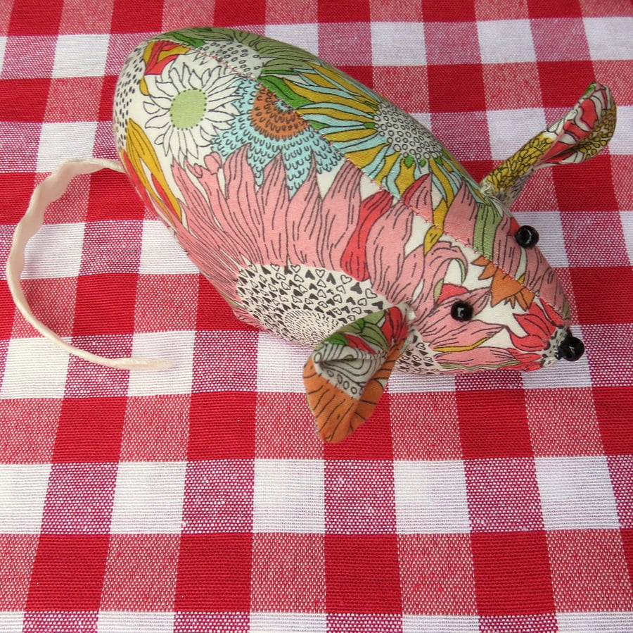 Little mouse.  A pin cushion made from Liberty Lawn.  Sewing gift.