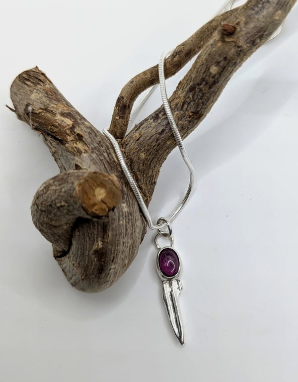 Garnet Silver Charm Necklace Sterling Silver