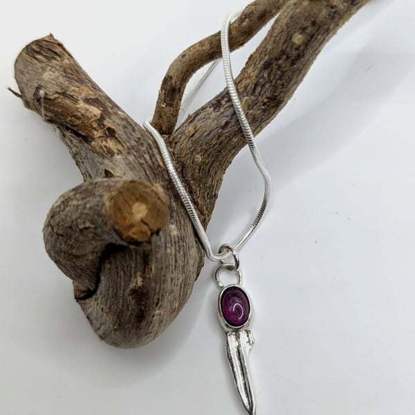 Garnet Silver Charm Necklace Sterling Silver
