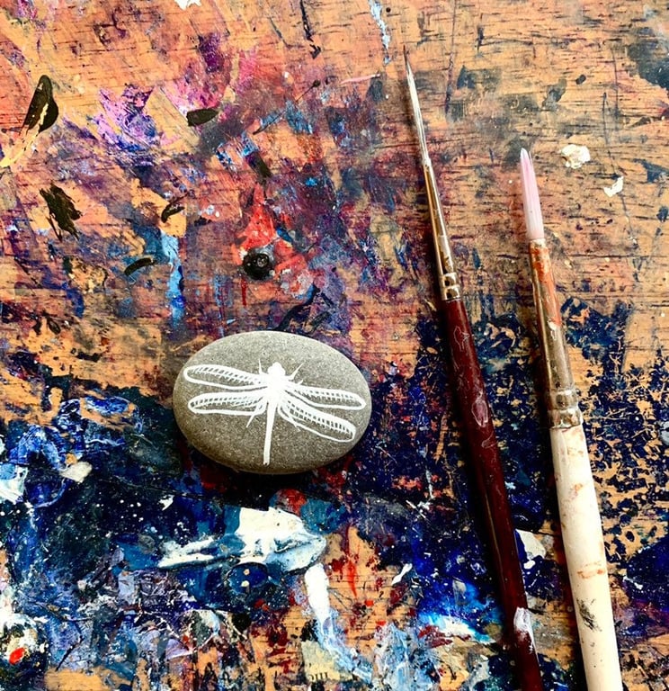 Dragonfly Spirit Stones - Handpainted Wildlife Art Gift Home Decor