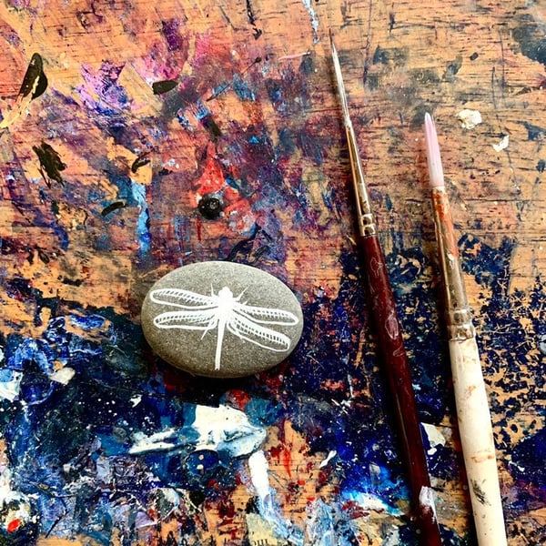 Dragonfly Spirit Stones - Handpainted Wildlife Art Gift Home Decor