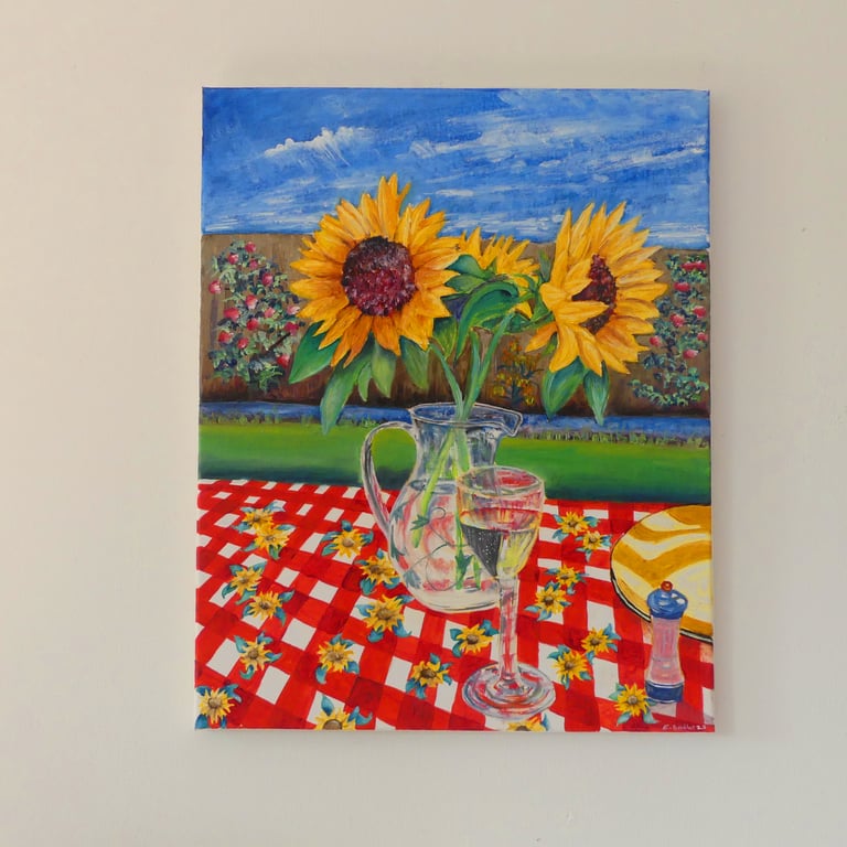 Sunflowers Still Life Original OIl Painting