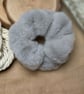 Soft Grey Faux Fur Scrunchie – Plush Furry Hair Accessory, Handmade