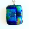 Large Northern Lights Dichroic Glass Pendant Necklace 