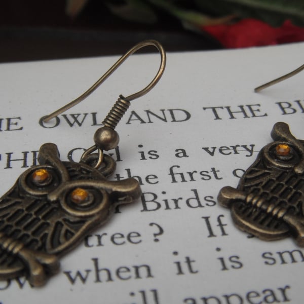 Vintage Style Owl Earrings