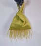 Olive green taffeta Japanese knot bag with Ostrich feather fringe detailing - Image 2