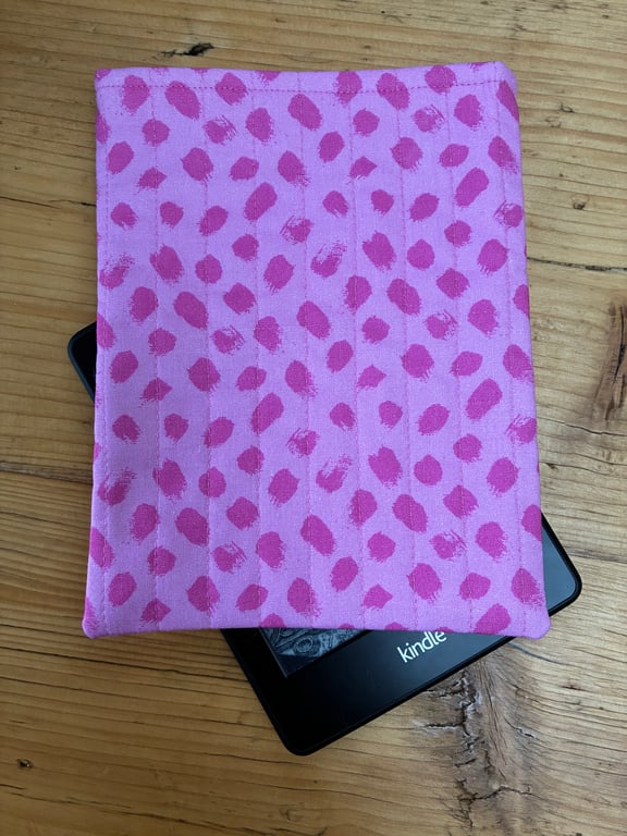 Pink Brush Stokes Design Quilted Fabric Sleeve For Kindle 6 Inch Paperwhite 