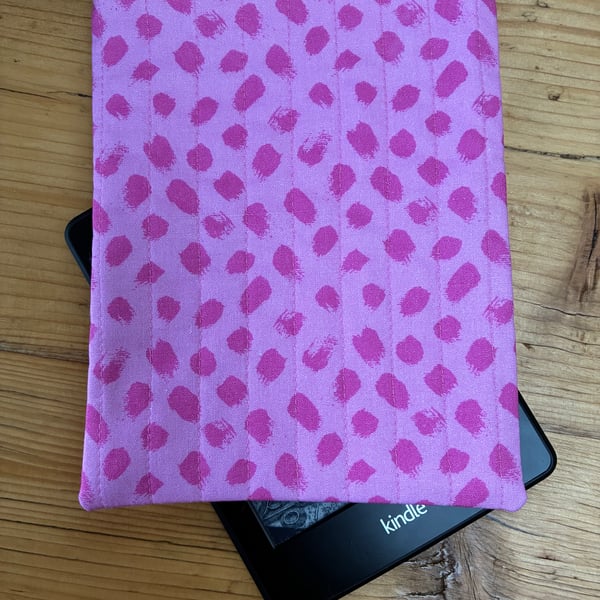 Pink Brush Stokes Design Quilted Fabric Sleeve For Kindle 6 Inch Paperwhite 