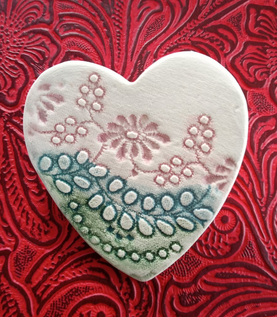 Ceramic heart brooch