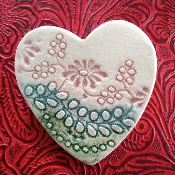 Ceramic heart brooch