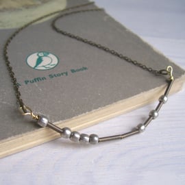 Luck Morse Code necklace - mixed metals - dots and dashes - customisable