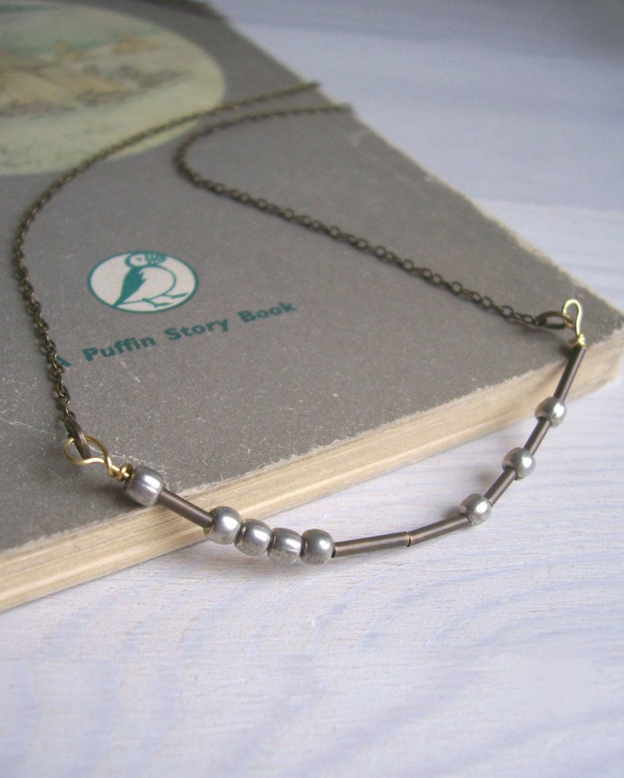 Luck Morse Code necklace - mixed metals - dots and dashes - customisable