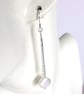Earrings, Sterling Silver Bar Droppers with White Pearls - Image 5
