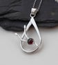 Garnet Raindrop Necklace Sterling Silver Handmade Hallmarked  - Image 4