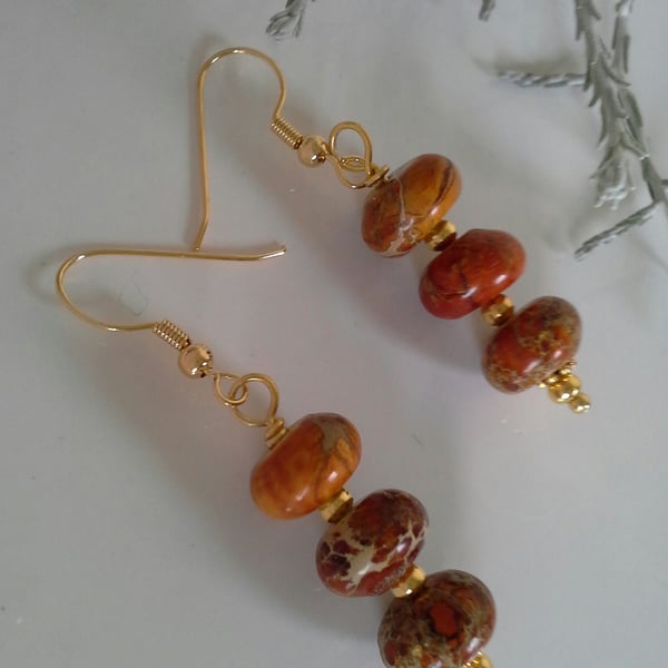 Jasper Gold Plated Earrings