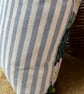 Vintage Belinda linen dark blue square cushion cover with striped back - Image 5