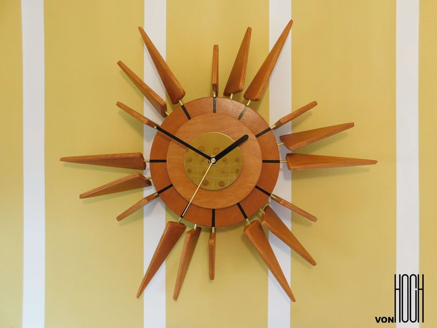STARBURST Mid Century Modern Style Wall Clock