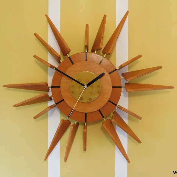 STARBURST Mid Century Modern Style Wall Clock