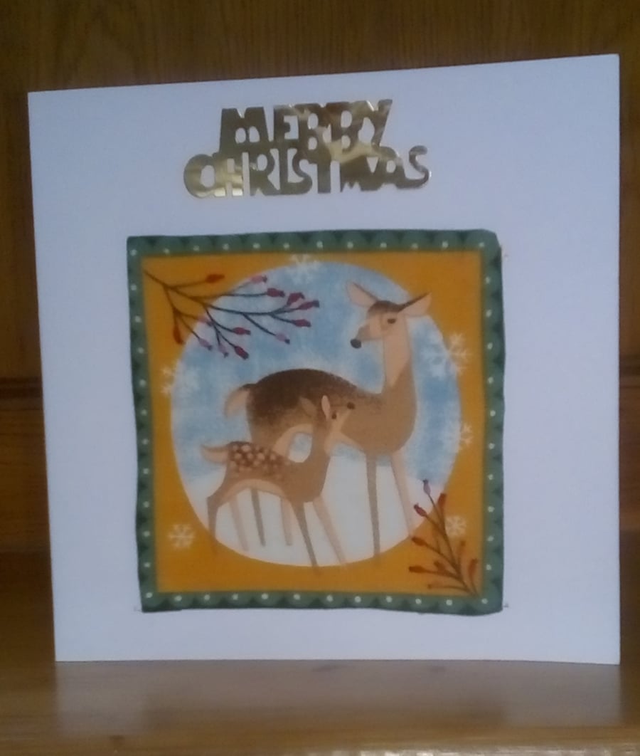 Fawns in a wood Christmas  card  (113)