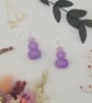 Stacked purple-lilac kunzite beaded dangle earrings, sterling silver hooks - Image 4