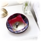 Cranberry Dichroic Glass Fused Bowl 13 x 2.5cm 065 Amethyst Purple Rim