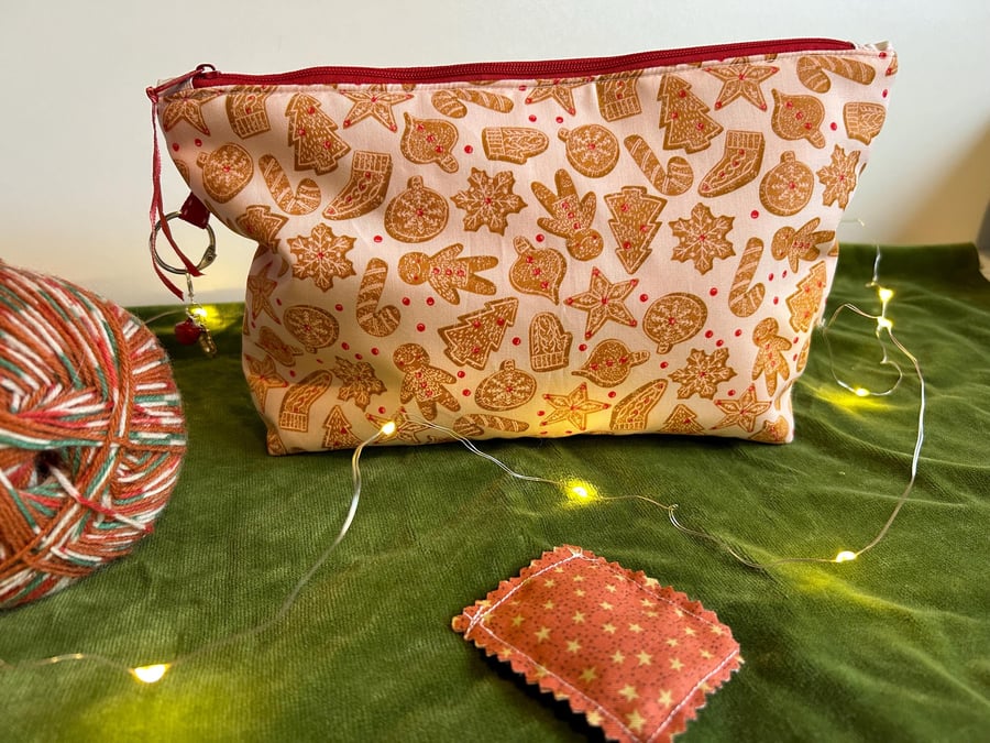 Gingerbread Christmas Project Zipper Pouch Bag
