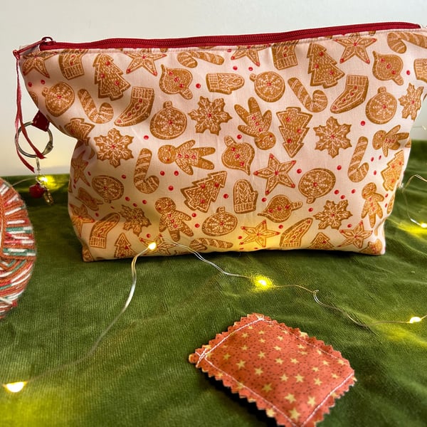 Gingerbread Christmas Project Zipper Pouch Bag