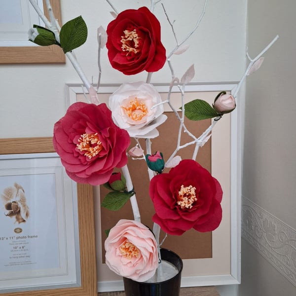 Paper flowers in pot