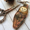 Embroidered Owl keyring or bag charm. 