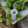 Silver and sapphire flower pot pendant and chain