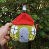 Country cottage tea cosy - hand embroidered - to fit a small tea for one teapot
