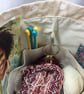 Extra Large drawstring knitting bag with dog print, multi pockets project bag - Image 5
