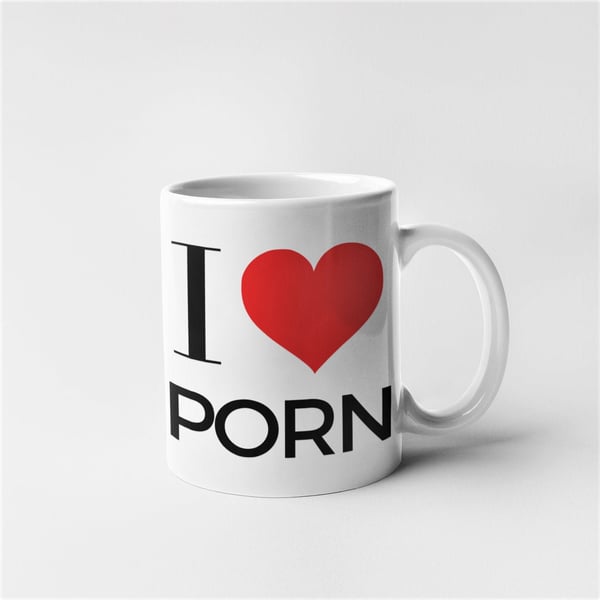 Rude Novelty Funny I Love Porn Mug - Choose Colour