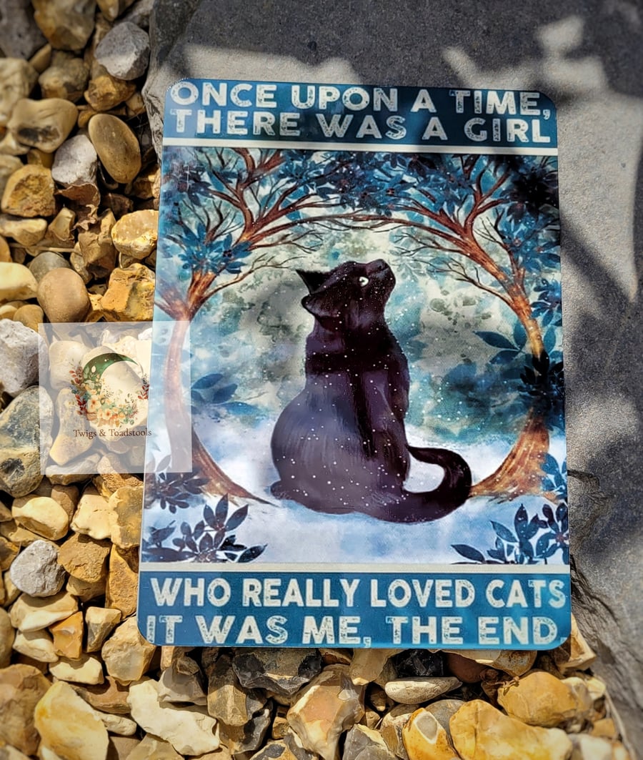 Metal black cat wall art sign 