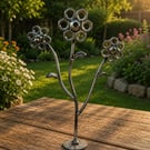 Metal Flowers from Nuts and Bolts, TIG Welded Stainless Steel Art, Garden Orname