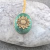 Emerald Sunflower Enamel Gold Plated Locket Jewellery Gift For Women.