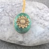 Emerald Sunflower Enamel Gold Plated Locket Jewellery Gift For Women.