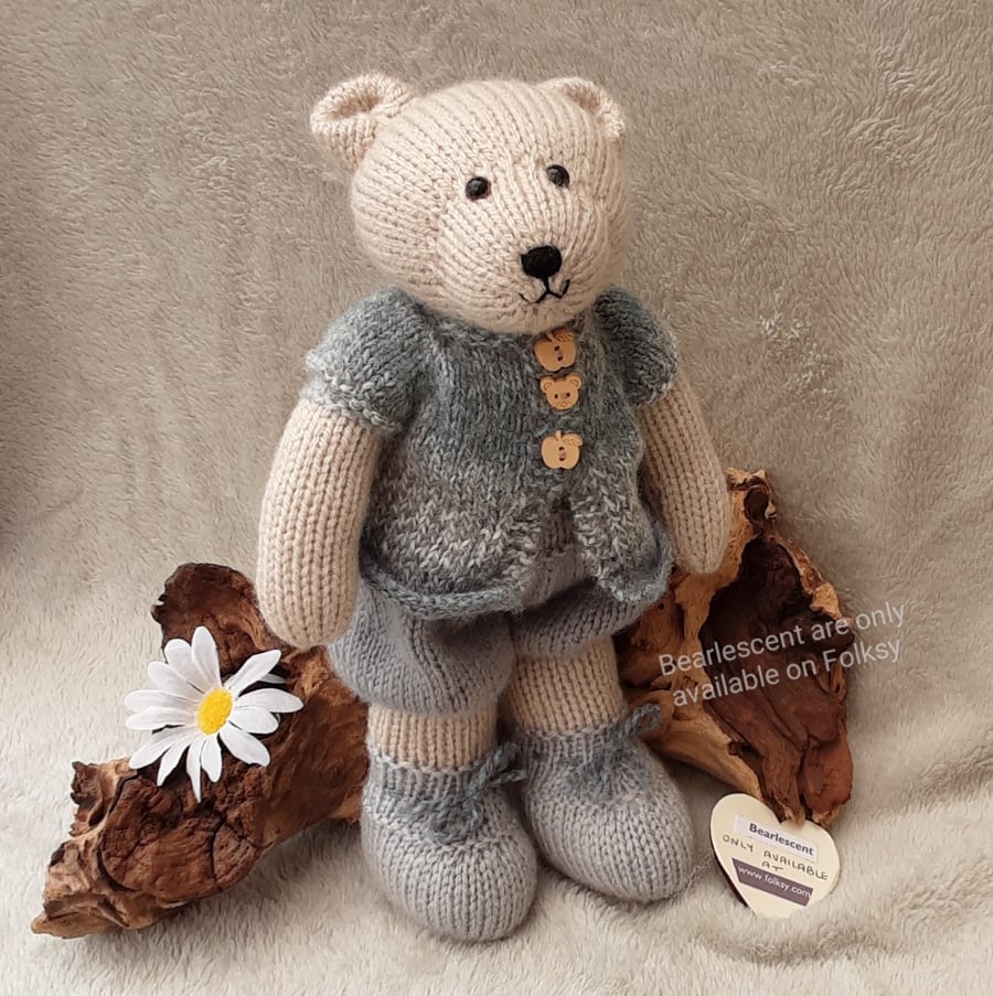 SALE, LAST ONE Hand knitted bear, Dressed Teddy Bear, Handmade Gift