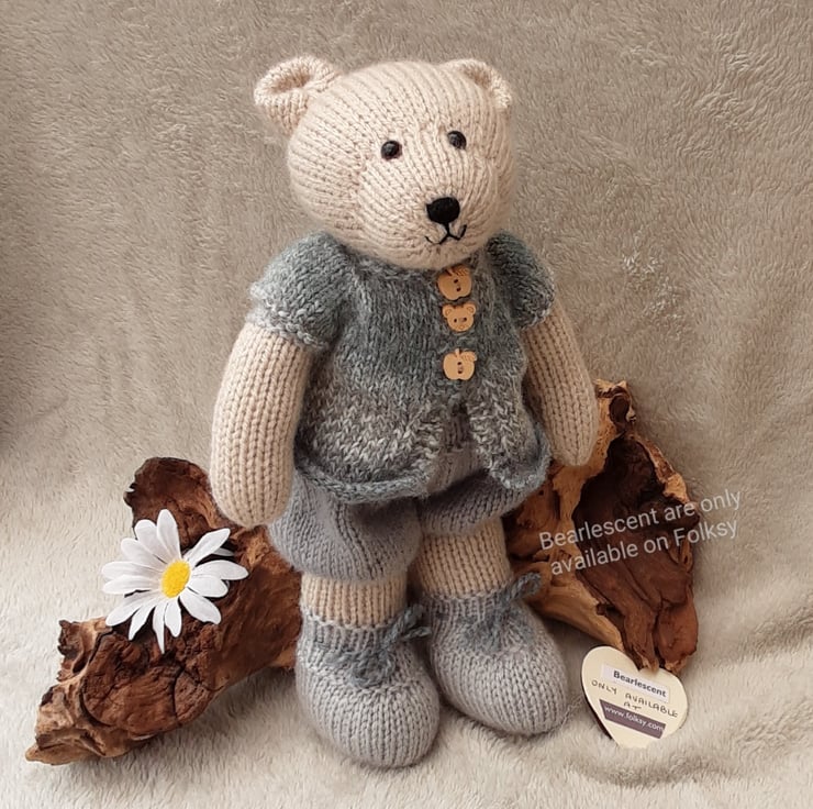 SALE, LAST ONE Hand knitted bear, Dressed Teddy - Folksy SALE, LAST ONE Hand knitted bear, Dressed Teddy - Folksy