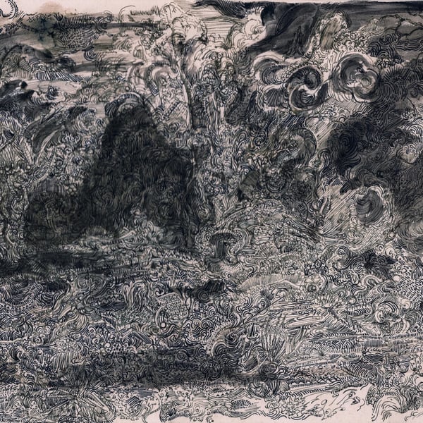 Metamorphosis, ink drawing on paper, available framed or unframed.
