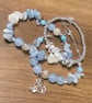 Handmade Aquamarine, Moonstone & Clear Quartz Bracelet Trio Stack