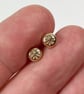 9ct yellow gold small stud earrings with pattern - Image 2