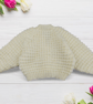 Hand Knitted Cream Baby Cardigan 0-3 Months with Blue Heart Buttons  - Image 7