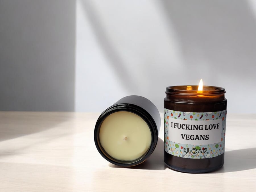 I Fing Love Vegans Candle