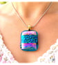 Dichroic Glass Pendant 277 Pink Emerald Handmade with gold plated chain - Image 2
