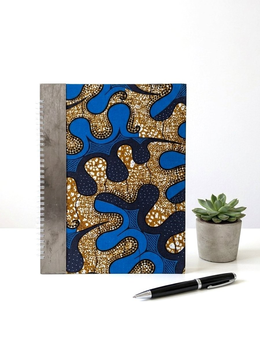 Blue & Gold Abstract Pattern A4 Notebook Journal