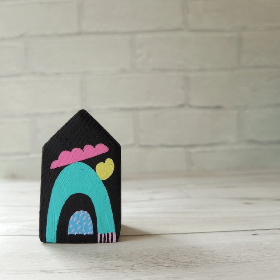 Miniature Wooden House, Allsorts House, Little House Ornament, Housewarming Gift