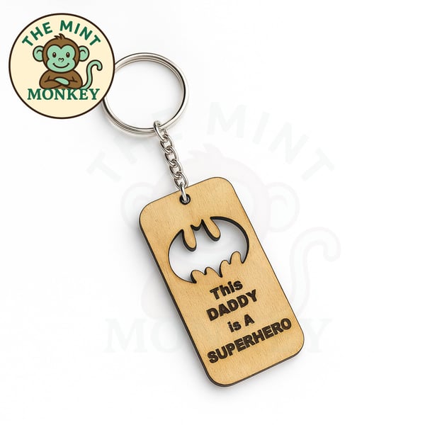This DADDY is A SUPERHERO keychain, handmade engraved gift, birthday, daddy, cus
