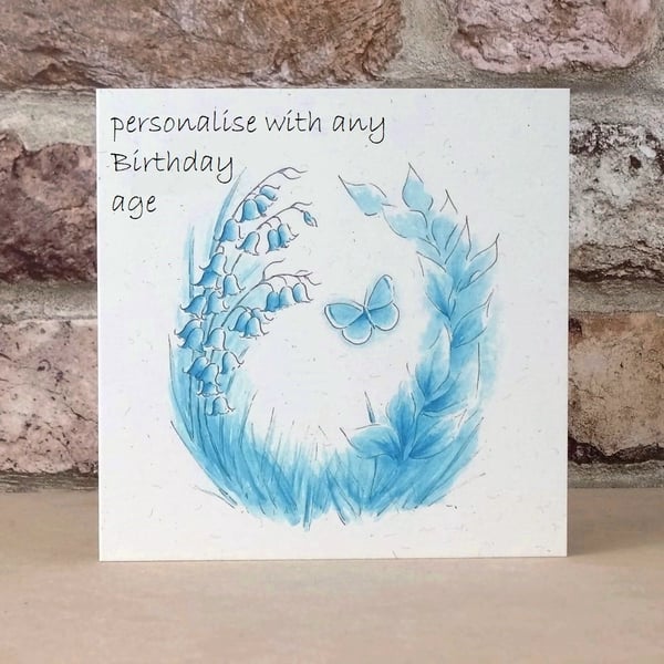 Birthday Card Bluebell Wood - Personalise with any age