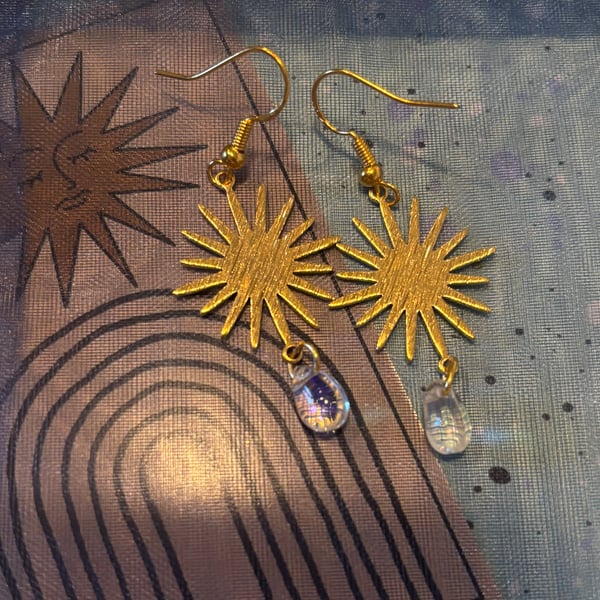 Sun burst dangle earrings